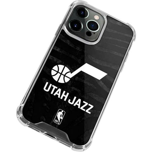 NBA Utah Jazz Black Animal Print iPhone 13 Pro Clear Case