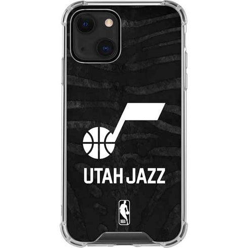 NBA Utah Jazz Black Animal Print iPhone 14 Clear Case
