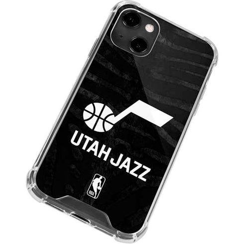 NBA Utah Jazz Black Animal Print iPhone 14 Clear Case