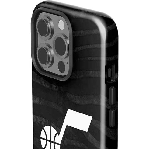 NBA Utah Jazz Black Animal Print iPhone 14 Pro Impact Case