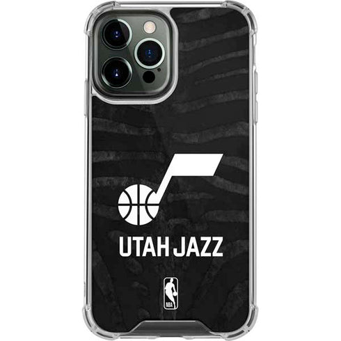 NBA Utah Jazz Black Animal Print iPhone 14 Pro Max Clear Case