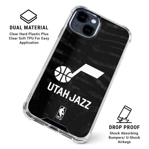 NBA Utah Jazz Black Animal Print iPhone 15 Clear Case