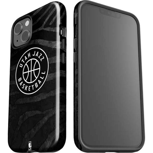 NBA Utah Jazz Black Animal Print iPhone 15 Impact Case