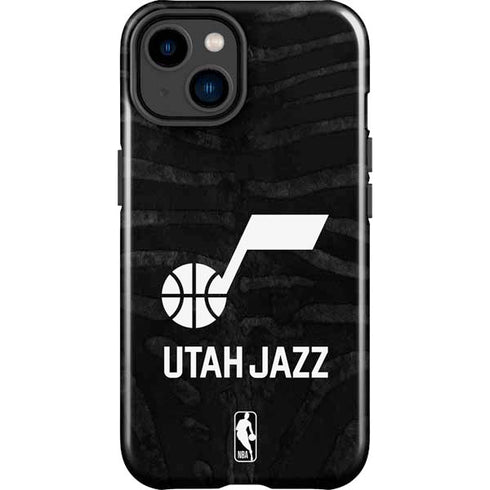NBA Utah Jazz Black Animal Print iPhone 15 Impact Case