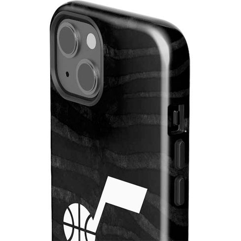 NBA Utah Jazz Black Animal Print iPhone 15 Impact Case