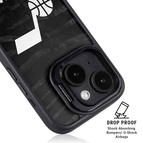 NBA Utah Jazz Black Animal Print iPhone 15 Plus Kickstand Case