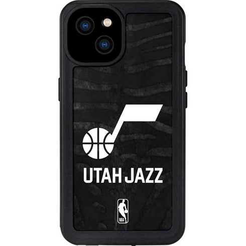 NBA Utah Jazz Black Animal Print iPhone 15 Plus Waterproof Case