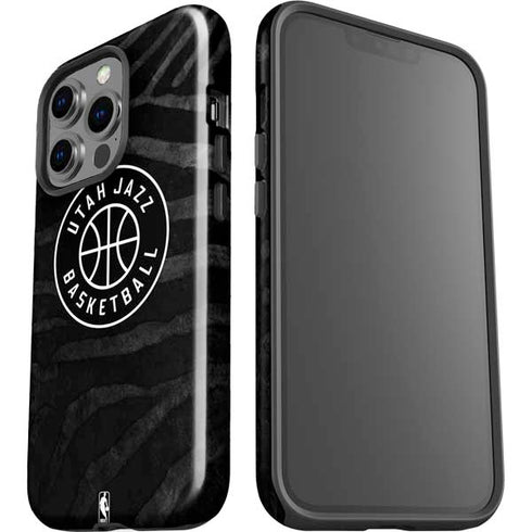 NBA Utah Jazz Black Animal Print iPhone 15 Pro Impact Case