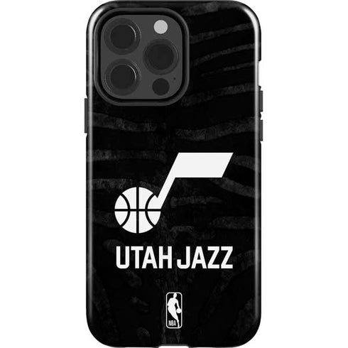 NBA Utah Jazz Black Animal Print iPhone 15 Pro Impact Case