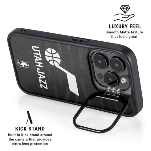 NBA Utah Jazz Black Animal Print iPhone 15 Pro Kickstand Case