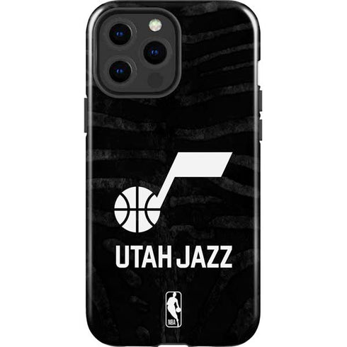 NBA Utah Jazz Black Animal Print iPhone 15 Pro Max Impact Case