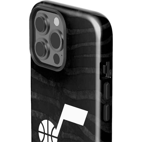 NBA Utah Jazz Black Animal Print iPhone 15 Pro Max Impact Case