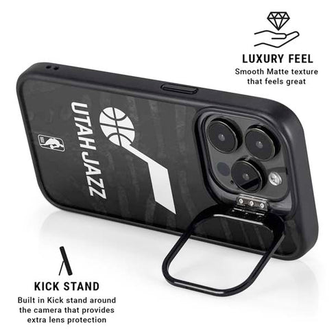 NBA Utah Jazz Black Animal Print iPhone 15 Pro Max Kickstand Case