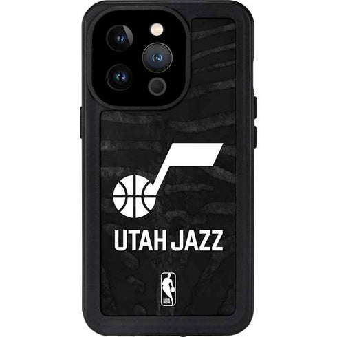 NBA Utah Jazz Black Animal Print iPhone 15 Pro Waterproof Case