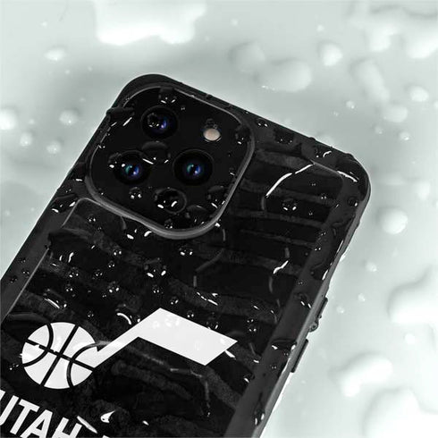 NBA Utah Jazz Black Animal Print iPhone 15 Pro Waterproof Case