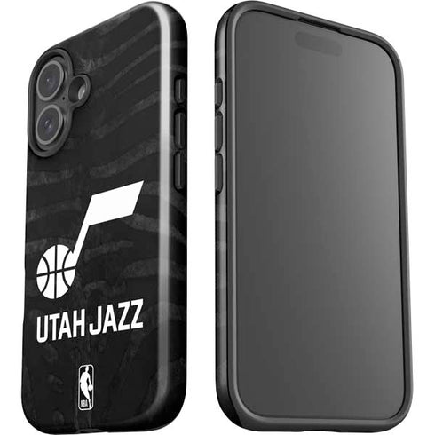 NBA Utah Jazz Black Animal Print iPhone 16 Impact Case