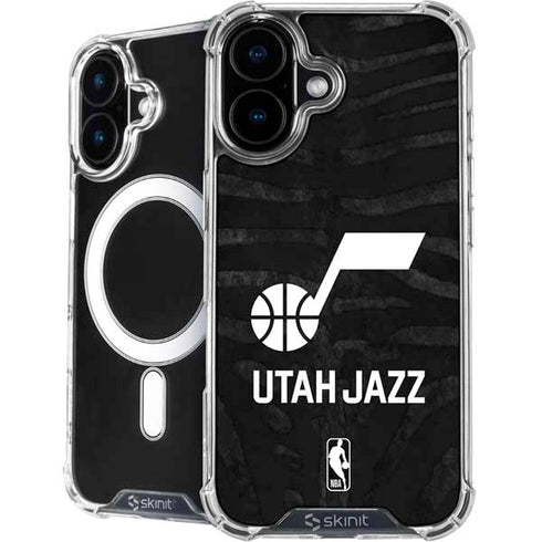 NBA Utah Jazz Black Animal Print iPhone 16 MagSafe Case