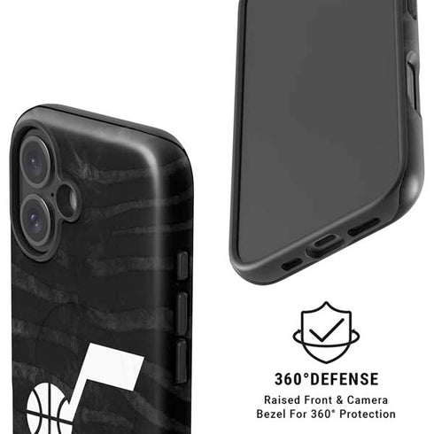 NBA Utah Jazz Black Animal Print iPhone 16 Magsafe Impact Case