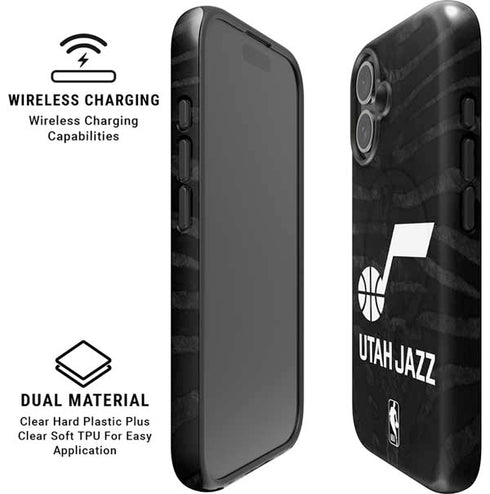 NBA Utah Jazz Black Animal Print iPhone 16 Magsafe Impact Case