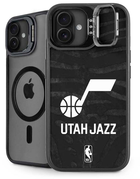 NBA Utah Jazz Black Animal Print iPhone 16 Plus Kickstand Case