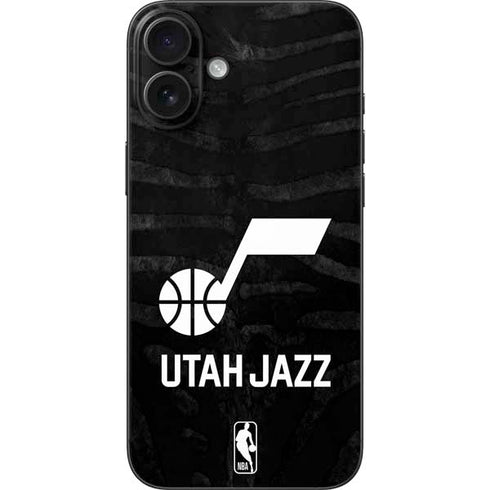 NBA Utah Jazz Black Animal Print iPhone 16 Plus Skin