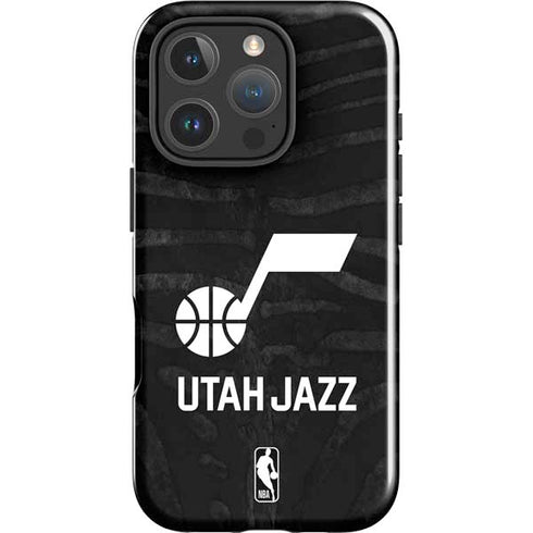NBA Utah Jazz Black Animal Print iPhone 16 Pro Impact Case