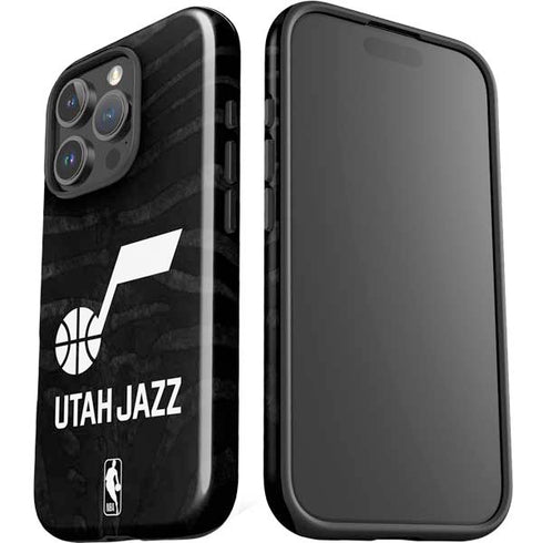NBA Utah Jazz Black Animal Print iPhone 16 Pro Max Impact Case
