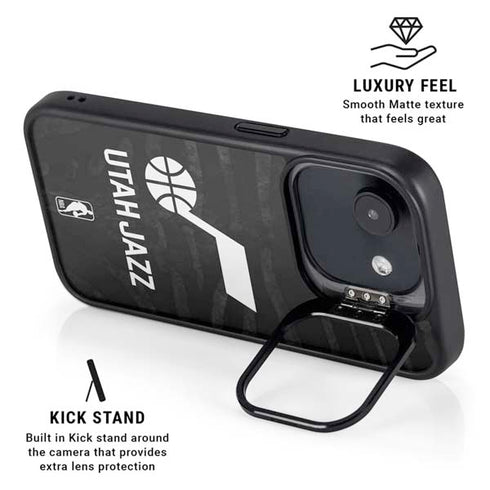 NBA Utah Jazz Black Animal Print iPhone 16e Kickstand Case