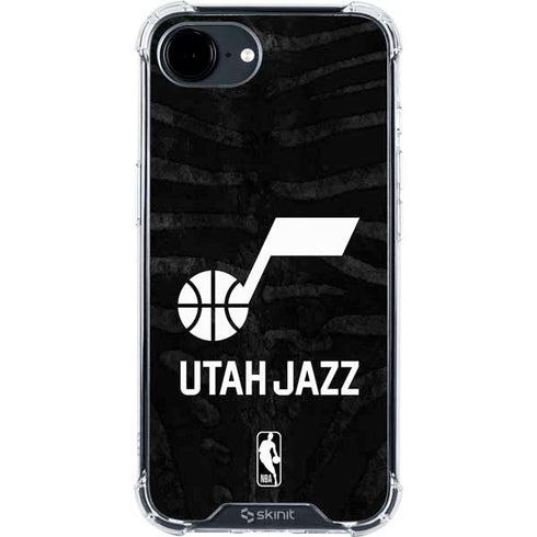 NBA Utah Jazz Black Animal Print iPhone 16e Clear Case