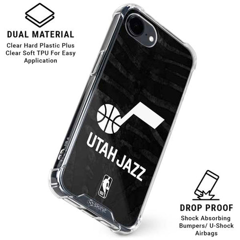 NBA Utah Jazz Black Animal Print iPhone 16e Clear Case