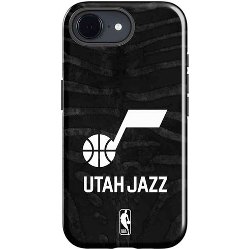 NBA Utah Jazz Black Animal Print iPhone 16e Impact Case