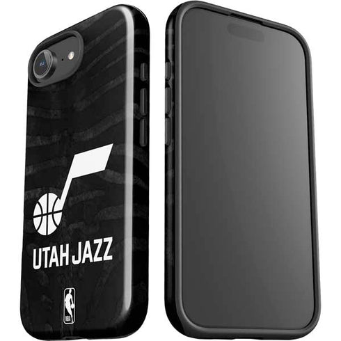 NBA Utah Jazz Black Animal Print iPhone 16e Impact Case