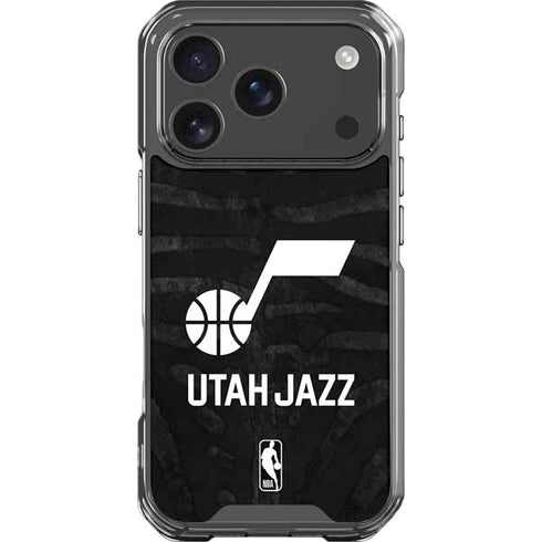 NBA Utah Jazz Black Animal Print iPhone 17 Pro Clear Case