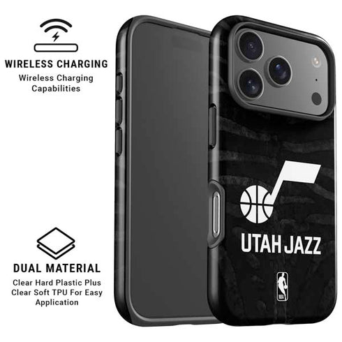 NBA Utah Jazz Black Animal Print iPhone 17 Pro Magsafe Impact Case