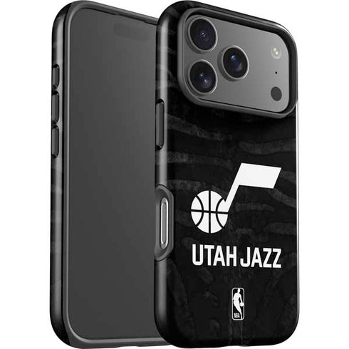NBA Utah Jazz Black Animal Print iPhone 17 Pro Max Impact Case