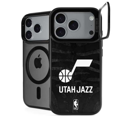 NBA Utah Jazz Black Animal Print iPhone 17 Pro Max Kickstand Case