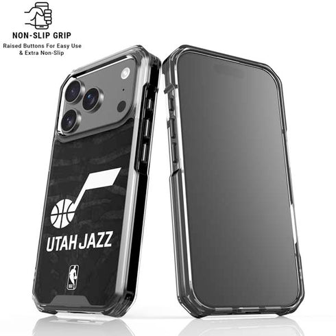 NBA Utah Jazz Black Animal Print iPhone 18 Pro Clear Case