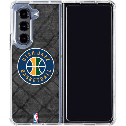 NBA Utah Jazz Black Rust Galaxy Z Fold5 5G Clear Case