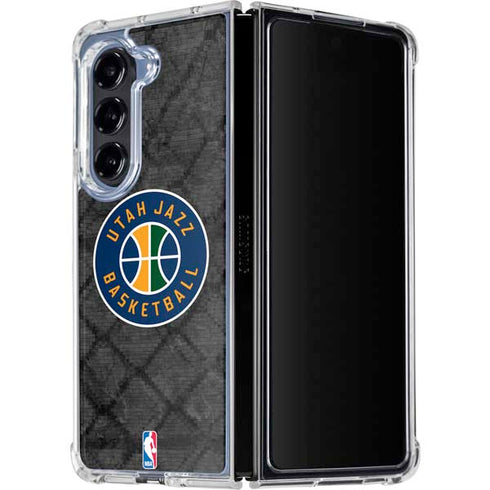 NBA Utah Jazz Black Rust Galaxy Z Fold5 5G Clear Case
