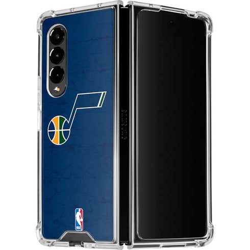 NBA Utah Jazz Yellow Texture Galaxy Z Fold4 5G Clear Case