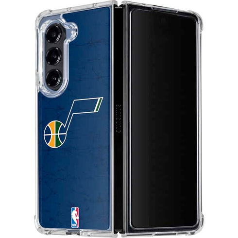 NBA Utah Jazz Yellow Texture Galaxy Z Fold5 5G Clear Case