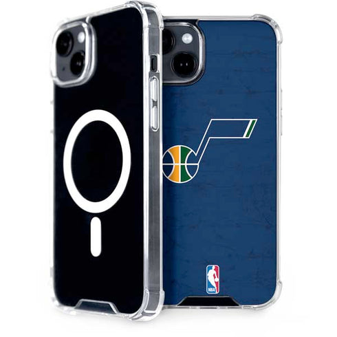 NBA Utah Jazz Yellow Texture iPhone 15 Plus MagSafe Case