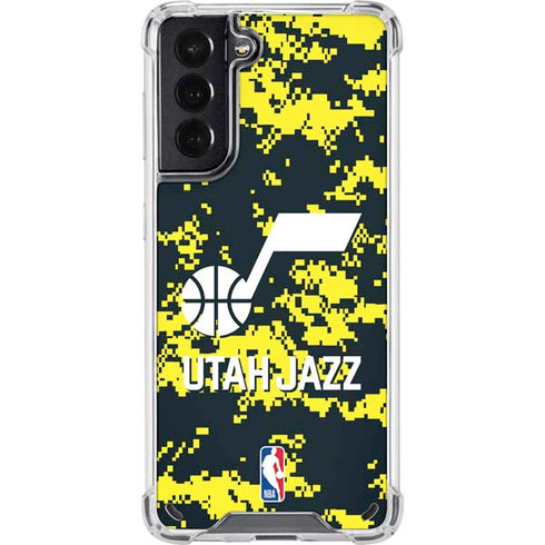 NBA Utah Jazz Grey Digi Camo Galaxy S21 5G Clear Case