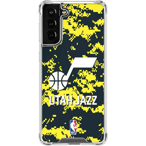 NBA Utah Jazz Grey Digi Camo Galaxy S21 Plus 5G Clear Case