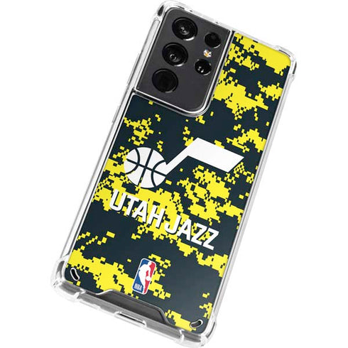 NBA Utah Jazz Grey Digi Camo Galaxy S21 Ultra 5G Clear Case