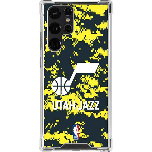 NBA Utah Jazz Grey Digi Camo Galaxy S22 Ultra Clear Case