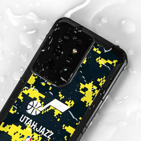 NBA Utah Jazz Grey Digi Camo Galaxy S24 Ultra Waterproof Case