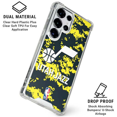 NBA Utah Jazz Grey Digi Camo Galaxy S26 Ultra Clear Case