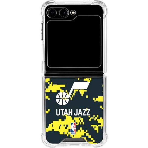 NBA Utah Jazz Grey Digi Camo Galaxy Z Flip5 5G Clear Case