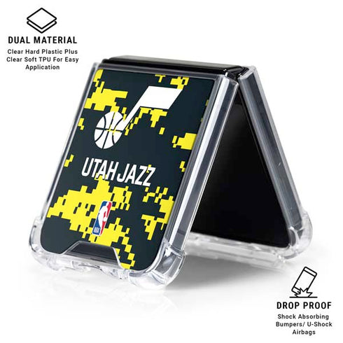 NBA Utah Jazz Grey Digi Camo Galaxy Z Flip6 Clear Case